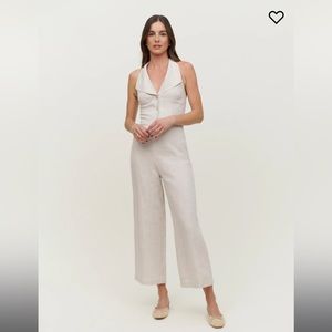 Reformation Billie Linen Halter Jumpsuit Oatmeal size 0